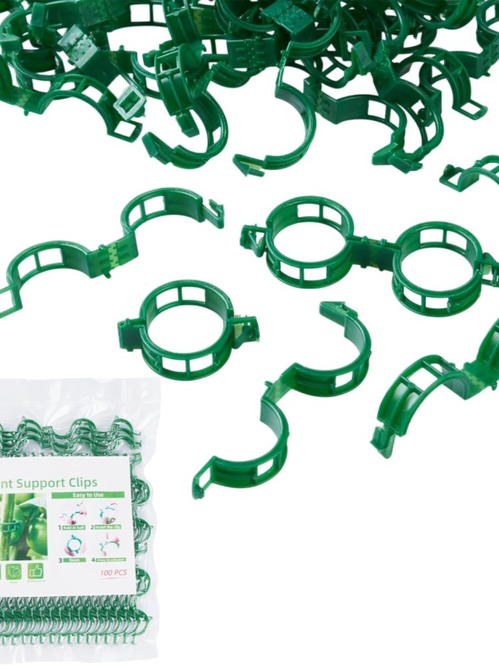 100 Pcs Plant Support Clips,Plastic Clips for Securing Plants